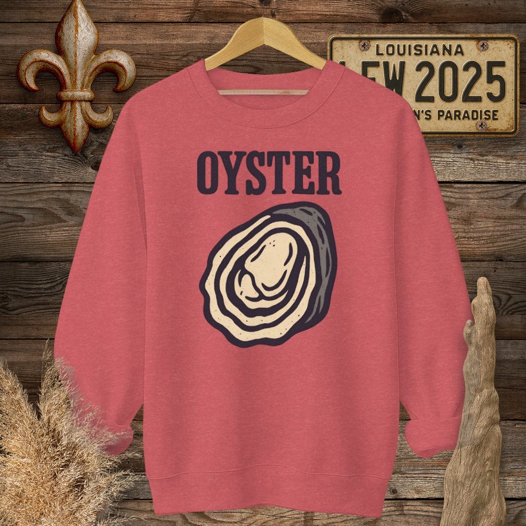 S / Heather Scarlet Red Louisiana Oyster Minimalist Sweatshirt by Laissez Faire Wear