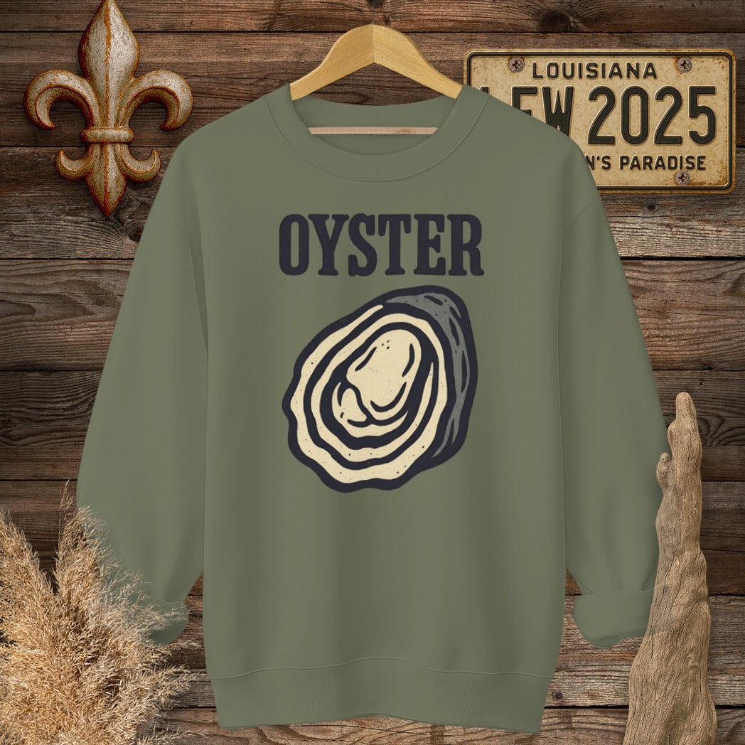 S / Military Green Louisiana Oyster Minimalist Sweatshirt by Laissez Faire Wear