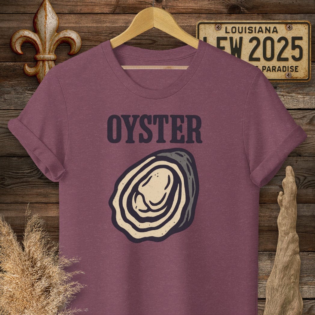 S / Heather Maroon Louisiana Oyster Minimalist T-Shirt by Laissez Faire Wear