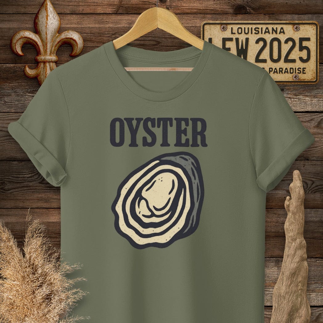 S / Military Green Louisiana Oyster Minimalist T-Shirt by Laissez Faire Wear