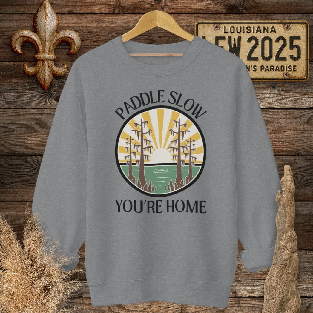 S / Graphite Heather Louisiana Paddle Slow Sweatshirt by Laissez Faire Wear