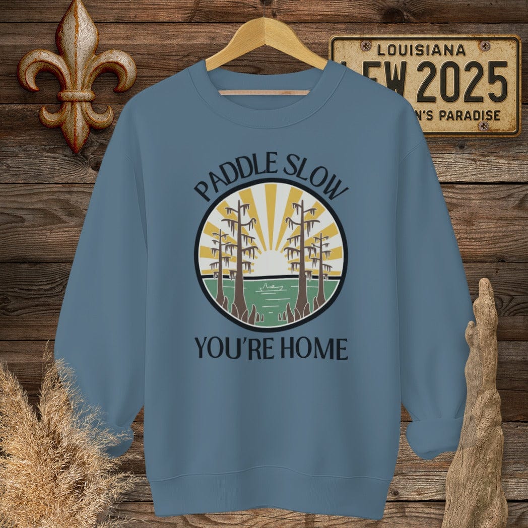 S / Indigo Blue Louisiana Paddle Slow Sweatshirt by Laissez Faire Wear