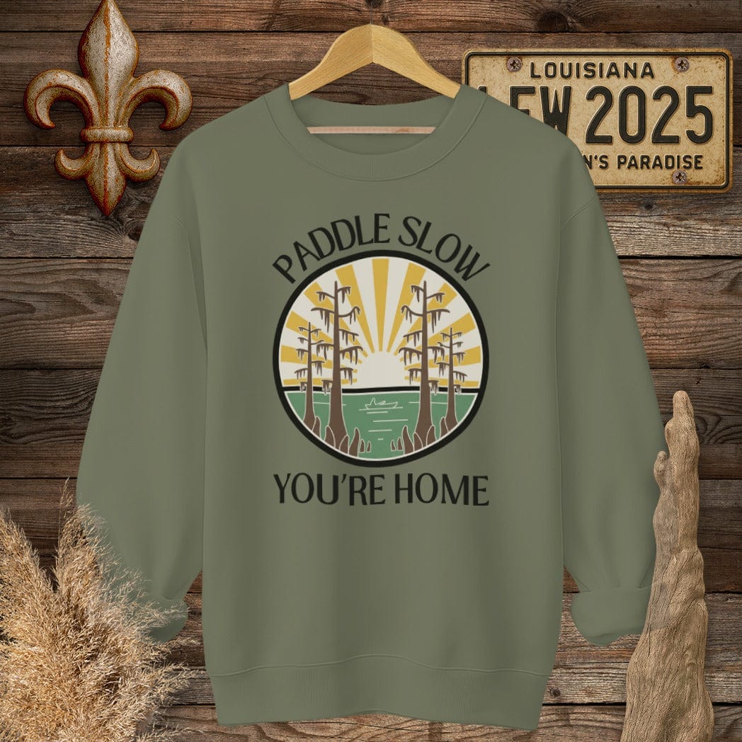 S / Military Green Louisiana Paddle Slow Sweatshirt by Laissez Faire Wear