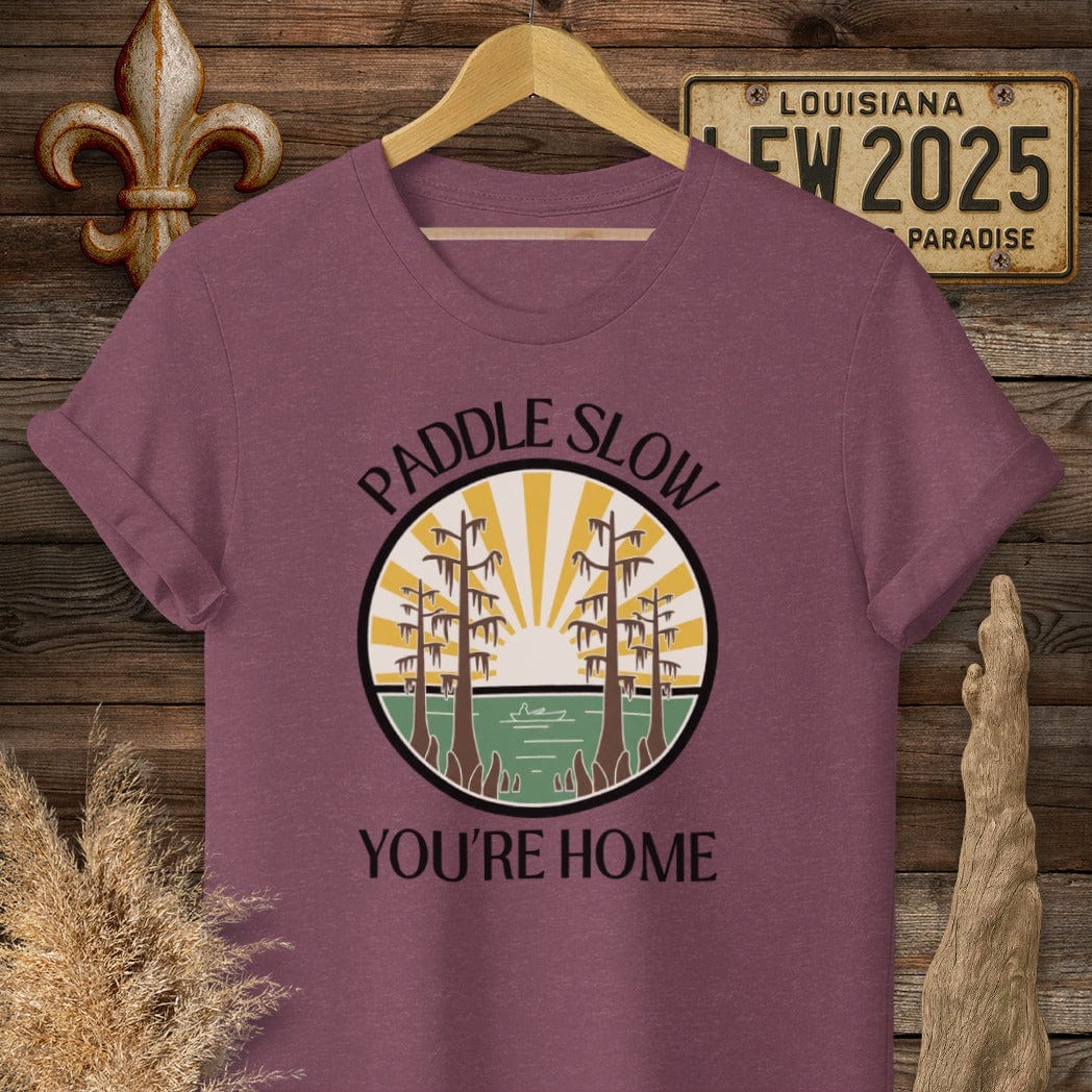 S / Heather Maroon Louisiana Paddle Slow T-Shirt by Laissez Faire Wear