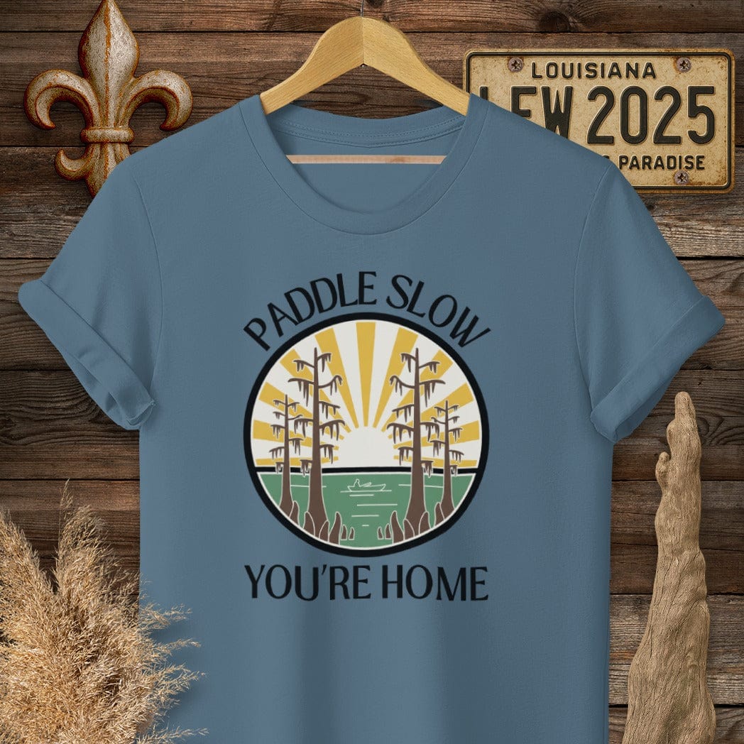 S / Indigo Blue Louisiana Paddle Slow T-Shirt by Laissez Faire Wear