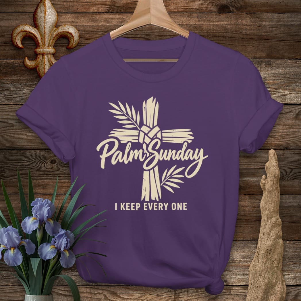 S / Purple Louisiana Palm Sunday T-Shirt by Laissez Faire Wear