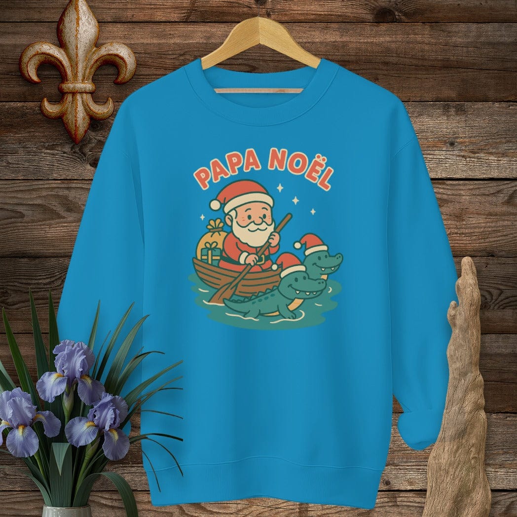 S / Sapphire Louisiana Papa Noel Christmas Sweatshirt by Laissez Faire Wear