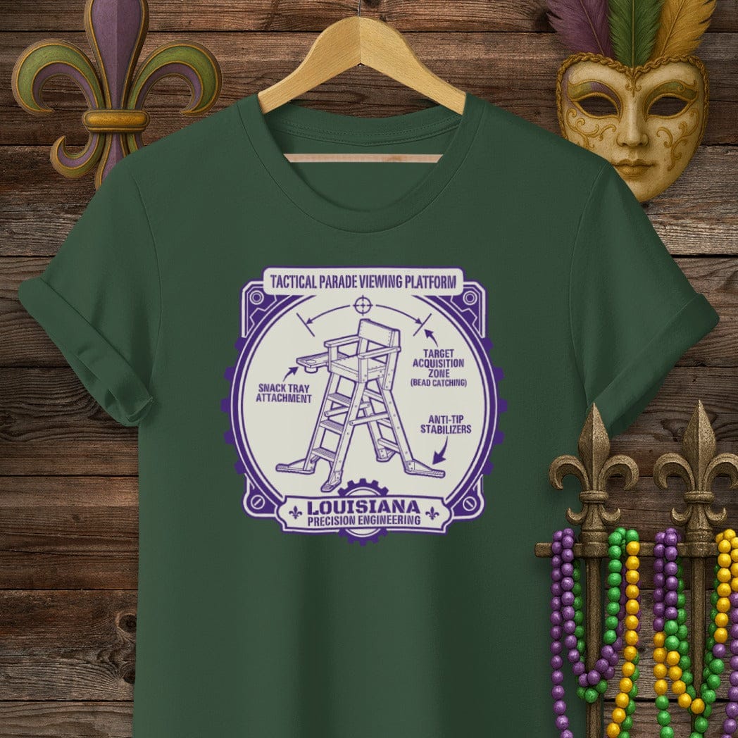 S / Forest Green Louisiana Parade Viewing Platform T-Shirt by Laissez Faire Wear
