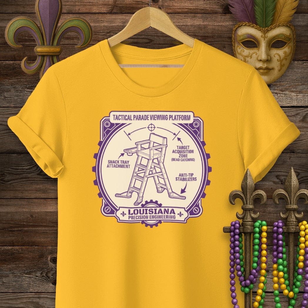 S / Gold Louisiana Parade Viewing Platform T-Shirt by Laissez Faire Wear