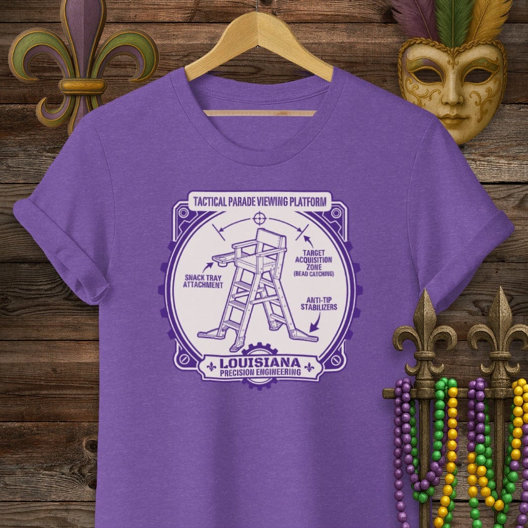 S / Heather Purple Louisiana Parade Viewing Platform T-Shirt by Laissez Faire Wear