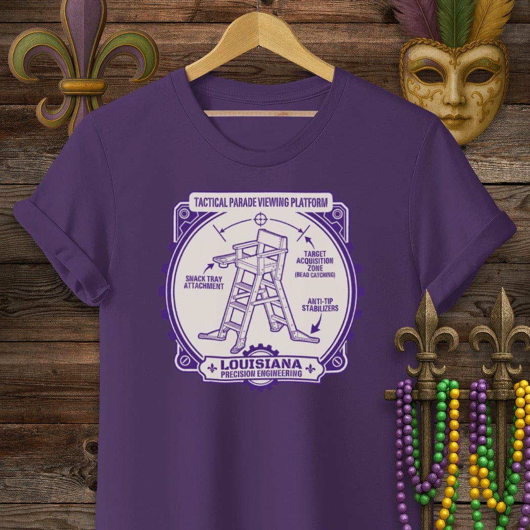 S / Purple Louisiana Parade Viewing Platform T-Shirt by Laissez Faire Wear