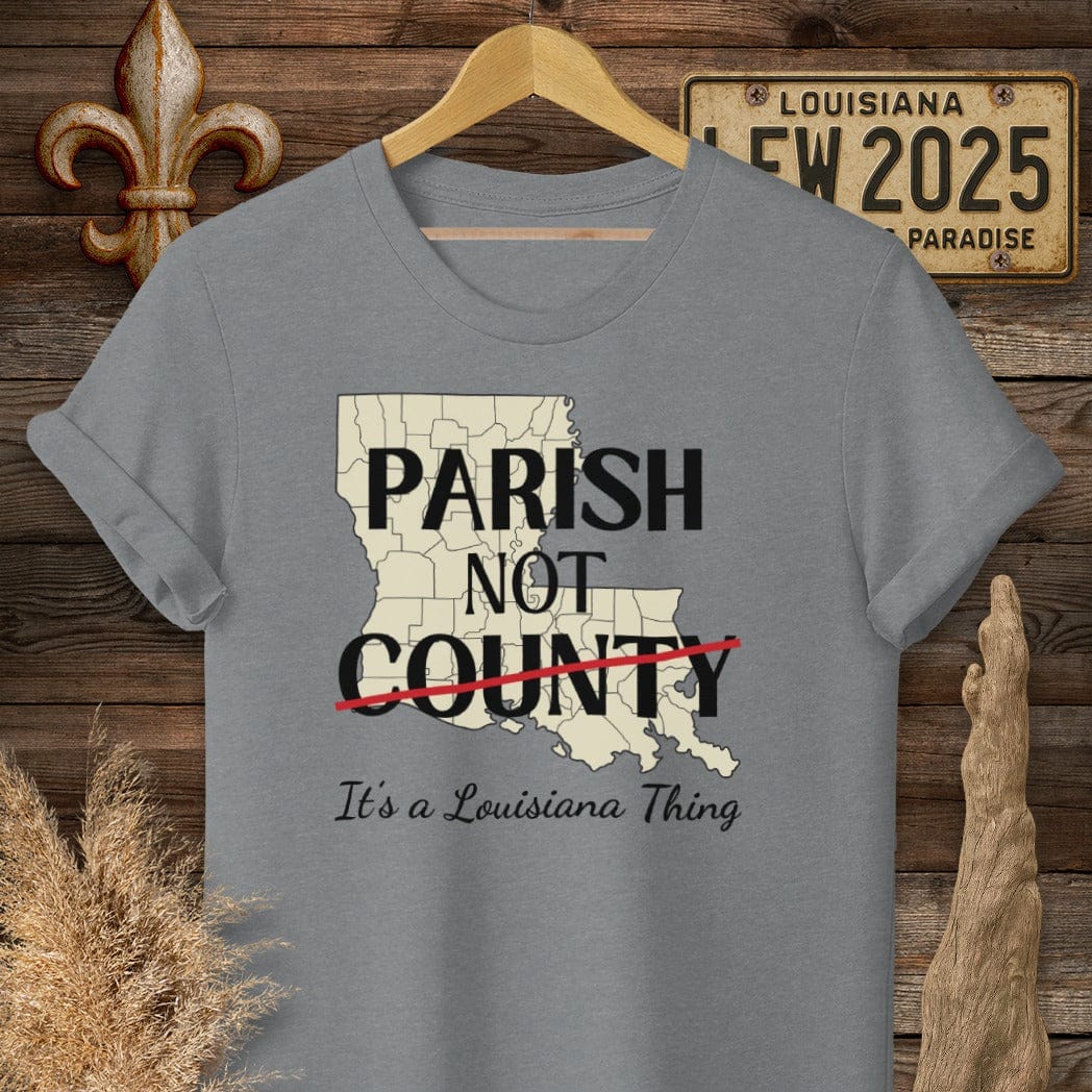 S / Graphite Heather Louisiana Parish Not County T-Shirt by Laissez Faire Wear