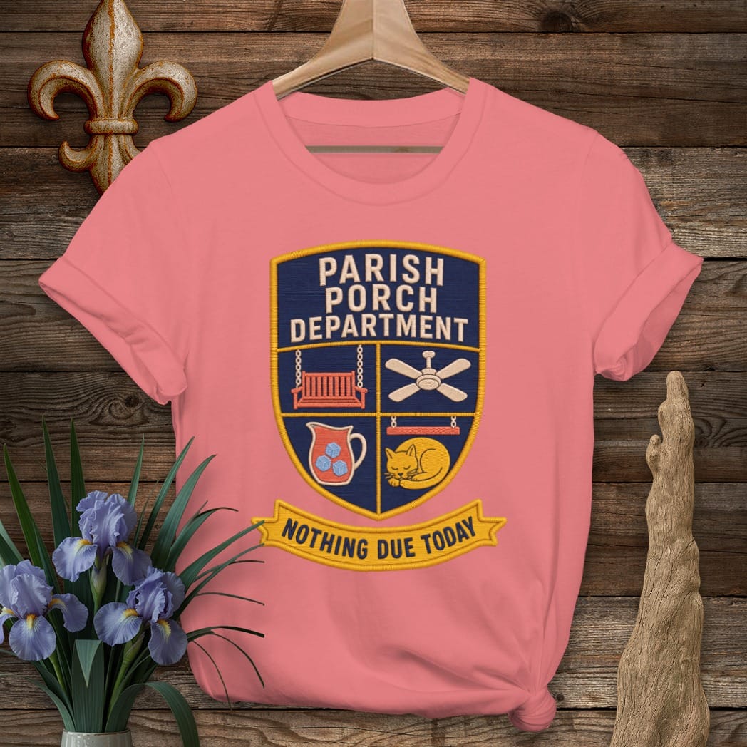 S / Coral Silk Louisiana Parish Porch Department T-Shirt by Laissez Faire Wear