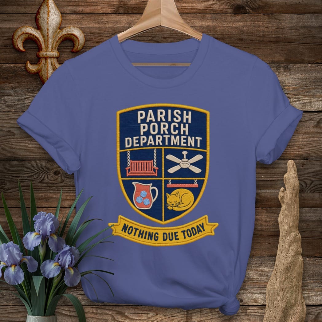 S / Metro Blue Louisiana Parish Porch Department T-Shirt by Laissez Faire Wear
