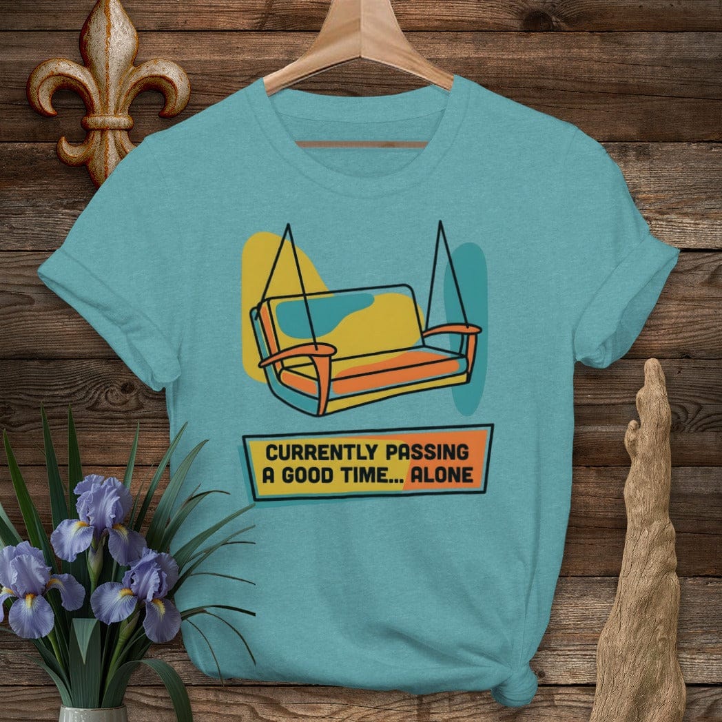 S / Heather Galapagos Blue Louisiana Pass a Good Time...Alone T-Shirt by Laissez Faire Wear