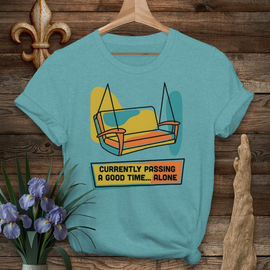 S / Heather Galapagos Blue Louisiana Pass a Good Time...Alone T-Shirt by Laissez Faire Wear