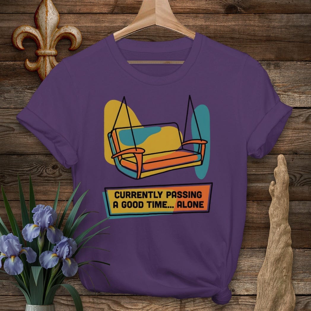 S / Purple Louisiana Pass a Good Time...Alone T-Shirt by Laissez Faire Wear