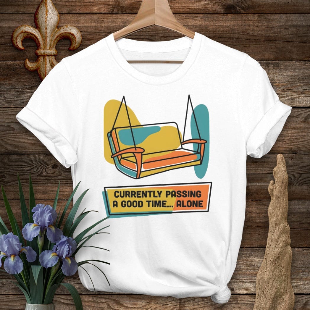 S / White Louisiana Pass a Good Time...Alone T-Shirt by Laissez Faire Wear