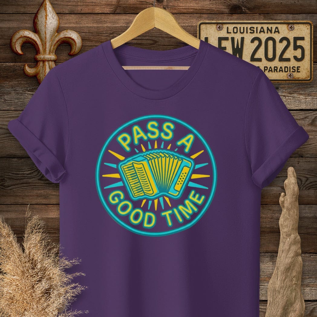 S / Purple Louisiana Pass a Good Time T-Shirt by Laissez Faire Wear