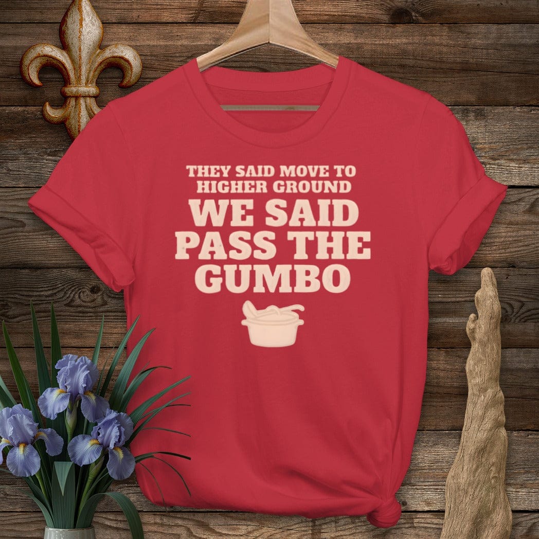 S / Cherry Red Louisiana Pass The Gumbo T-Shirt by Laissez Faire Wear