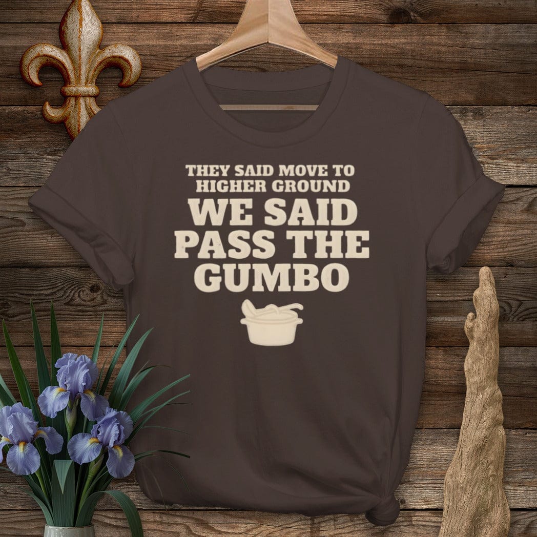 S / Dark Chocolate Louisiana Pass The Gumbo T-Shirt by Laissez Faire Wear