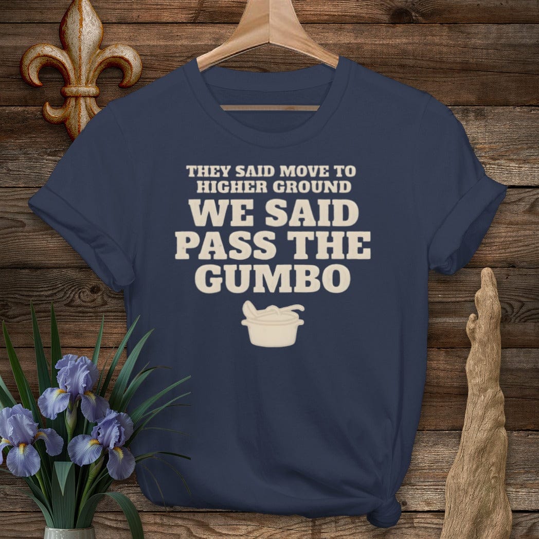 S / Navy Louisiana Pass The Gumbo T-Shirt by Laissez Faire Wear