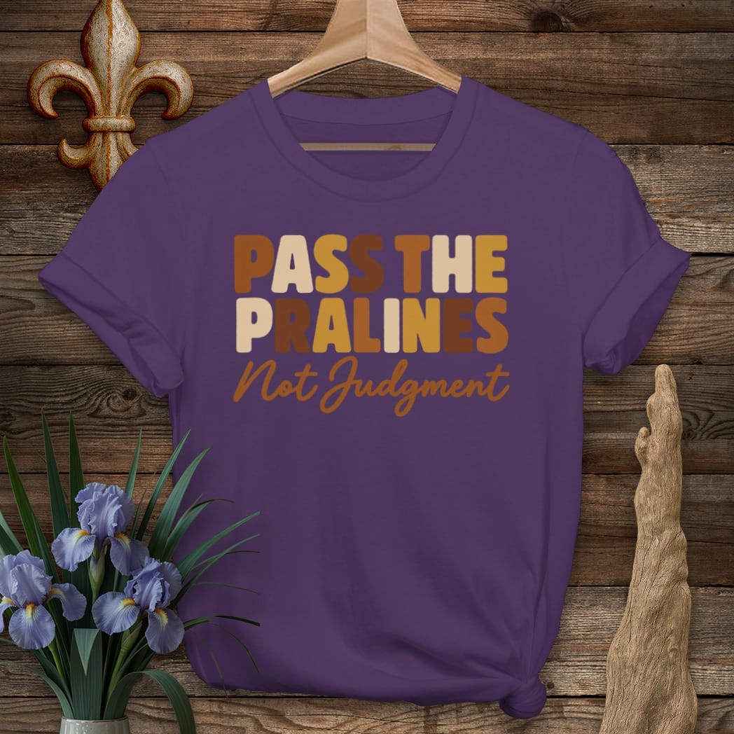 S / Purple Louisiana Pass The Pralines T-Shirt by Laissez Faire Wear