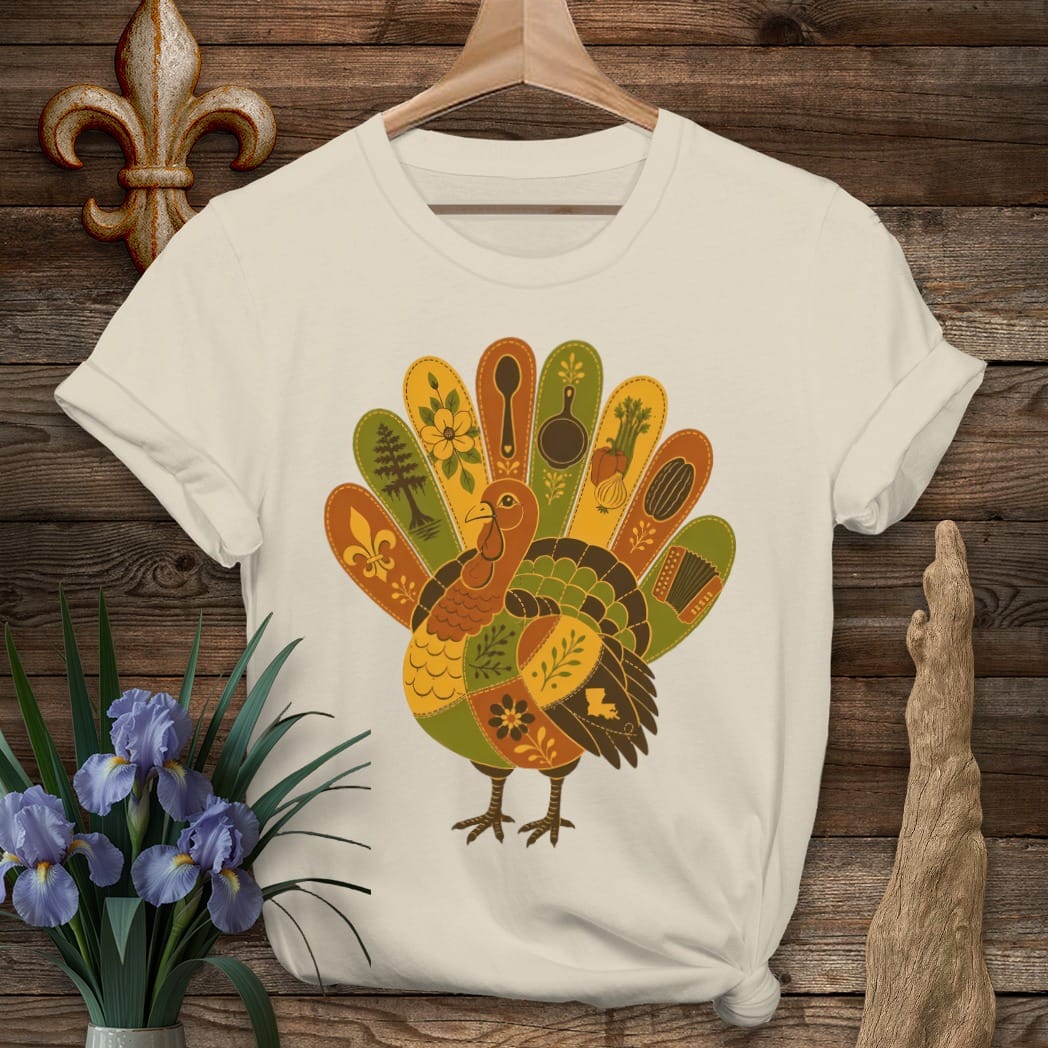 S / Sand Louisiana Patchwork Turkey T-Shirt by Laissez Faire Wear