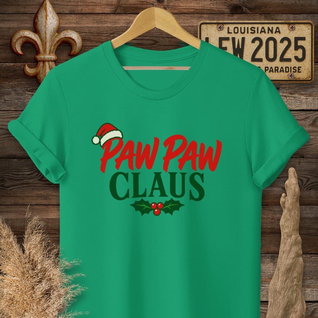 S / Kelly Green Louisiana Paw Paw Claus T-Shirt by Laissez Faire Wear