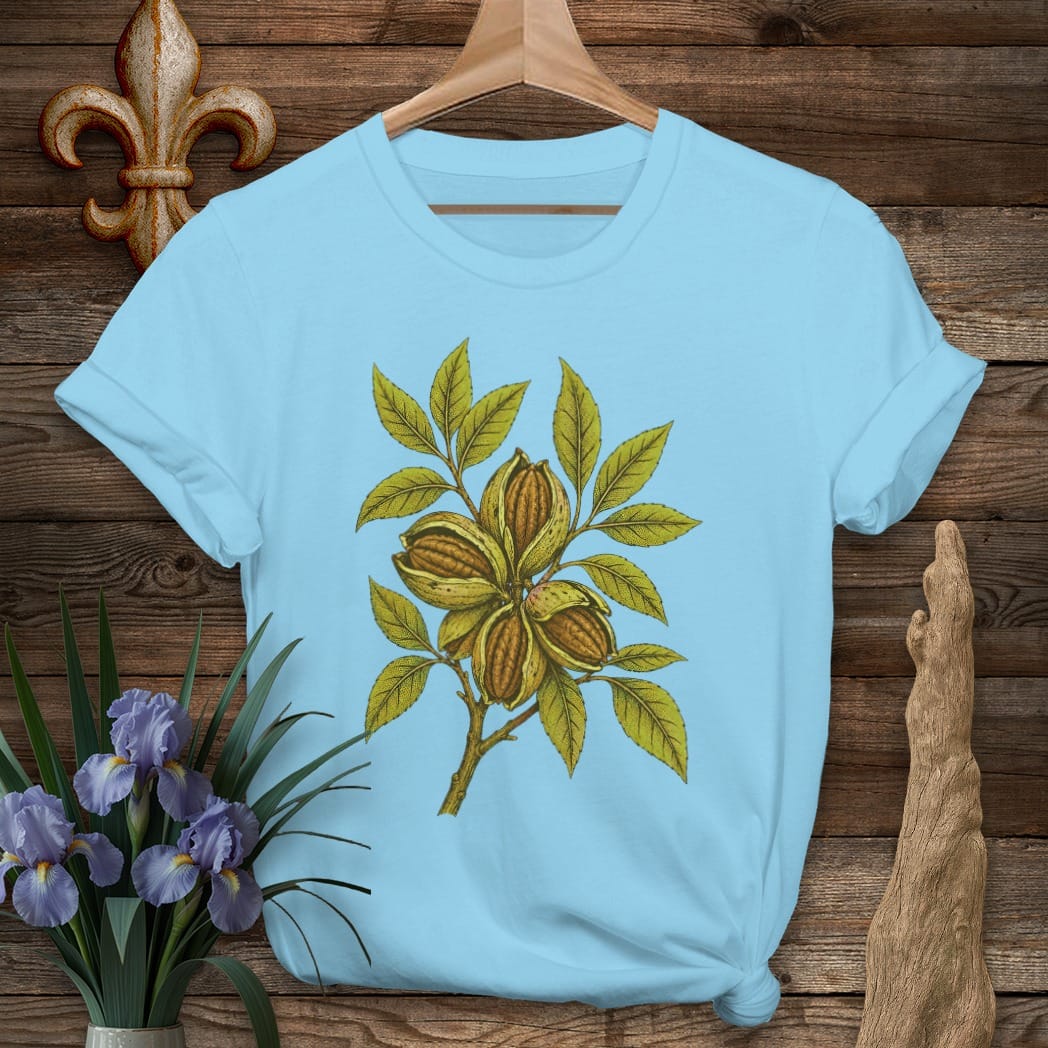 S / Sky Louisiana Pecan Harvest T-Shirt by Laissez Faire Wear