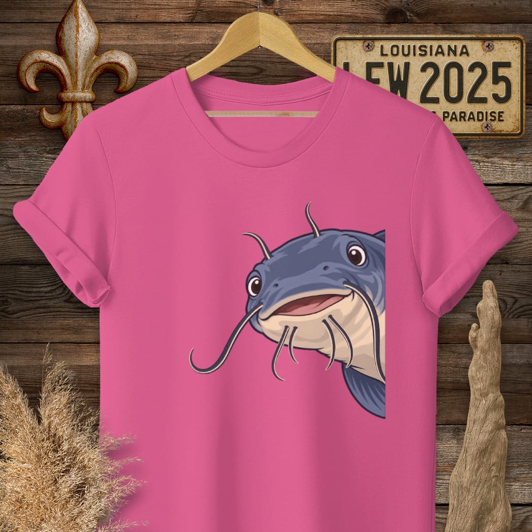 S / Heliconia Louisiana Peeking Catfish T-Shirt by Laissez Faire Wear