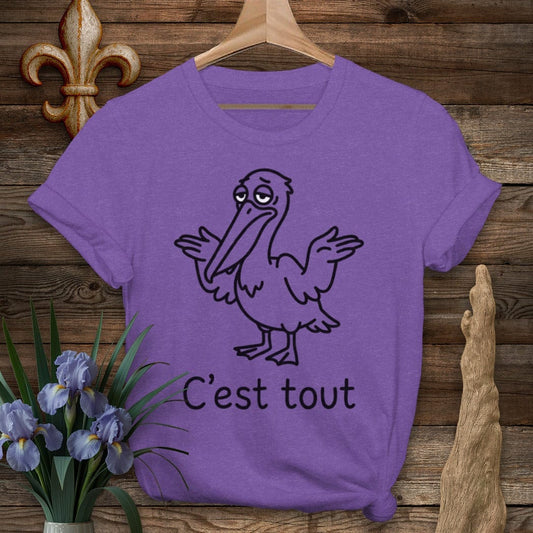 S / Heather Purple Louisiana Pelican C'est Tout T-Shirt by Laissez Faire Wear
