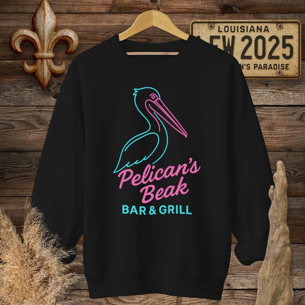 S / Black Louisiana Pelicans Beak Logo Sweatshirt by Laissez Faire Wear