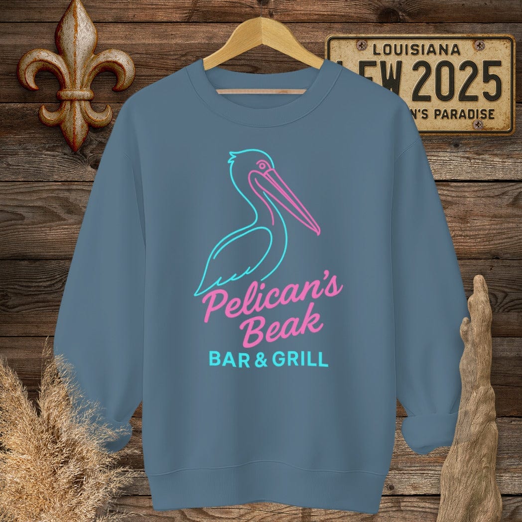 S / Indigo Blue Louisiana Pelicans Beak Logo Sweatshirt by Laissez Faire Wear