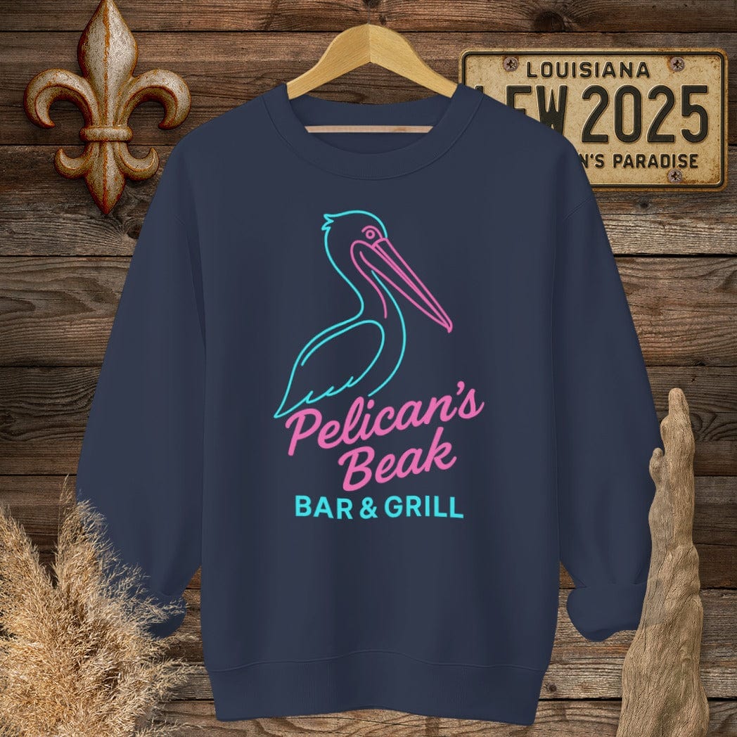 S / Navy Louisiana Pelicans Beak Logo Sweatshirt by Laissez Faire Wear