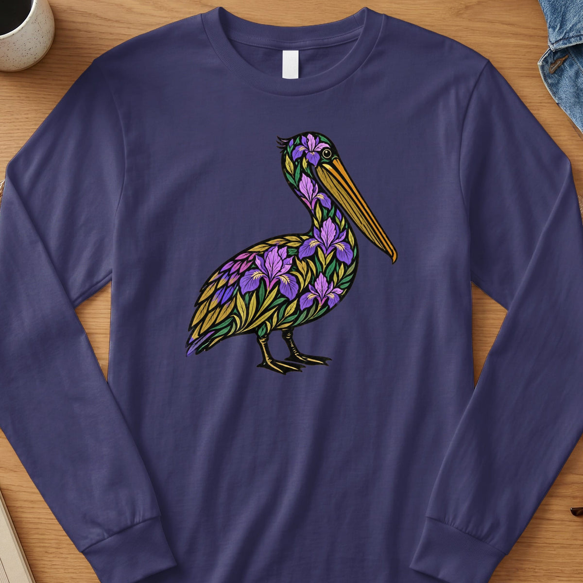 S / Deep Purple Louisiana Peliris Long Sleeve T-Shirt (J363L) by Laissez Faire Wear