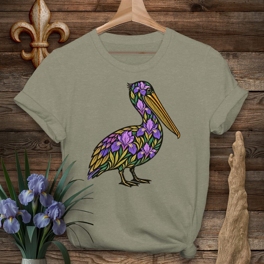 S / Heather Military Green Louisiana Peliris T-Shirt by Laissez Faire Wear