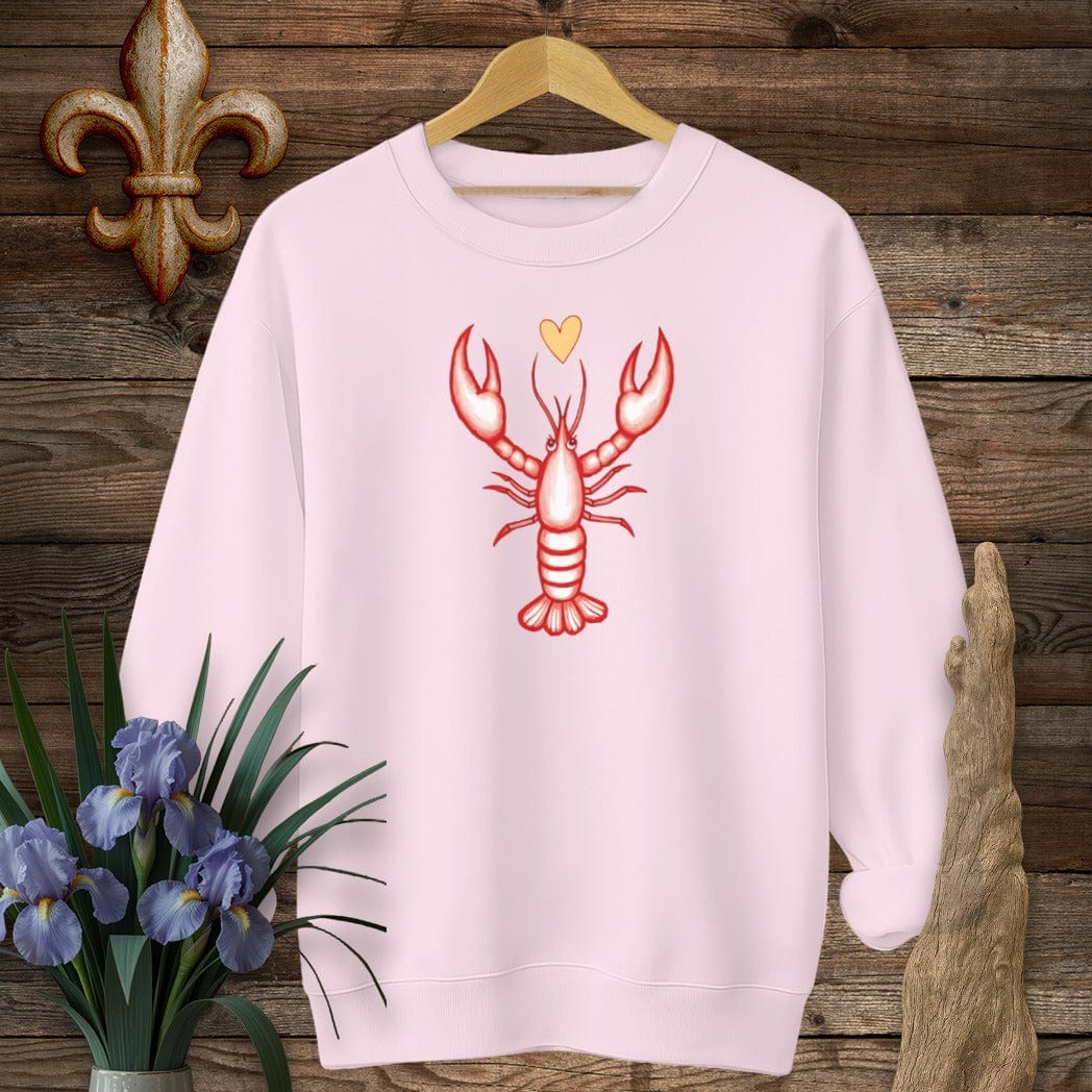 S / Light Pink Louisiana Pinch of Love Crawfish Sweatshirt by Laissez Faire Wear