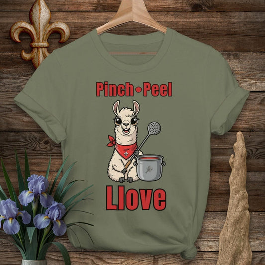 S / Military Green Louisiana Pinch, Peel, Llove Farm T-Shirt by Laissez Faire Wear