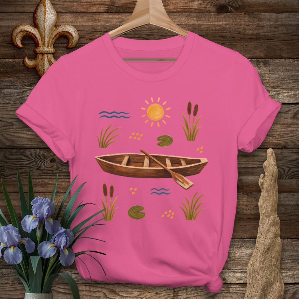 S / Heliconia Louisiana Pirogue Serenity T-Shirt by Laissez Faire Wear