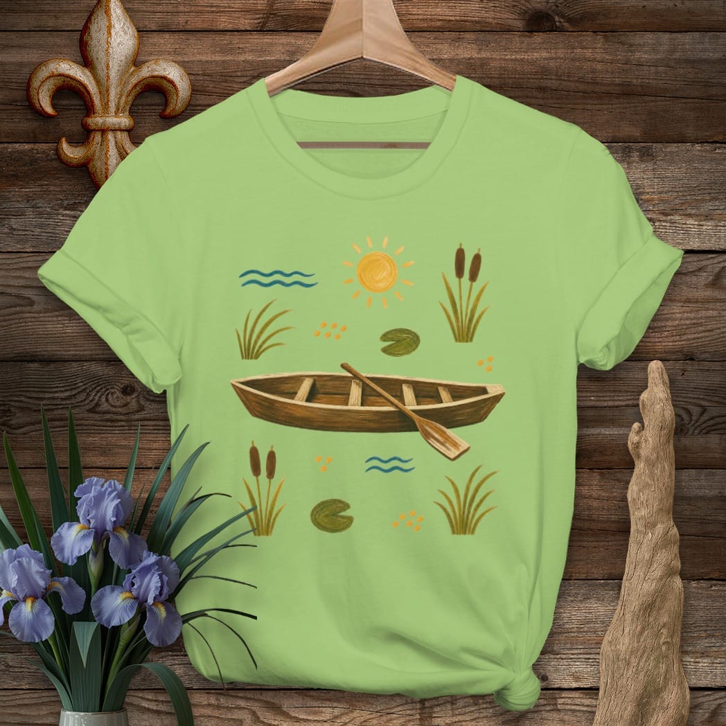 S / Lime Louisiana Pirogue Serenity T-Shirt by Laissez Faire Wear