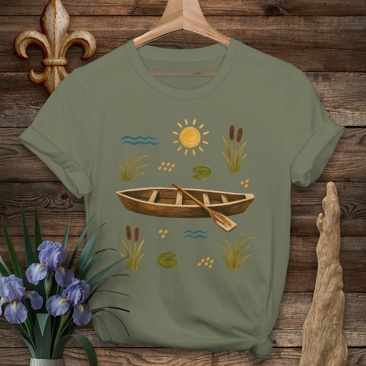 S / Military Green Louisiana Pirogue Serenity T-Shirt by Laissez Faire Wear