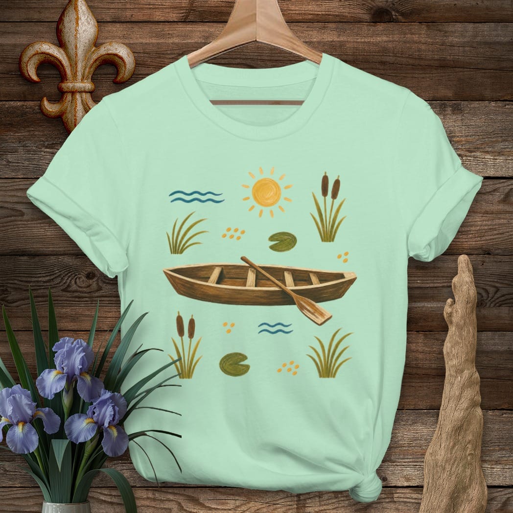 S / Mint Green Louisiana Pirogue Serenity T-Shirt by Laissez Faire Wear