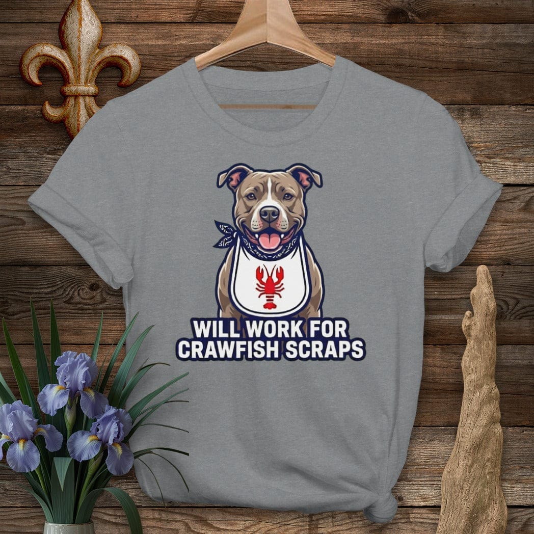 S / Graphite Heather Louisiana Pit Bull Crawfish Scraps T-Shirt by Laissez Faire Wear