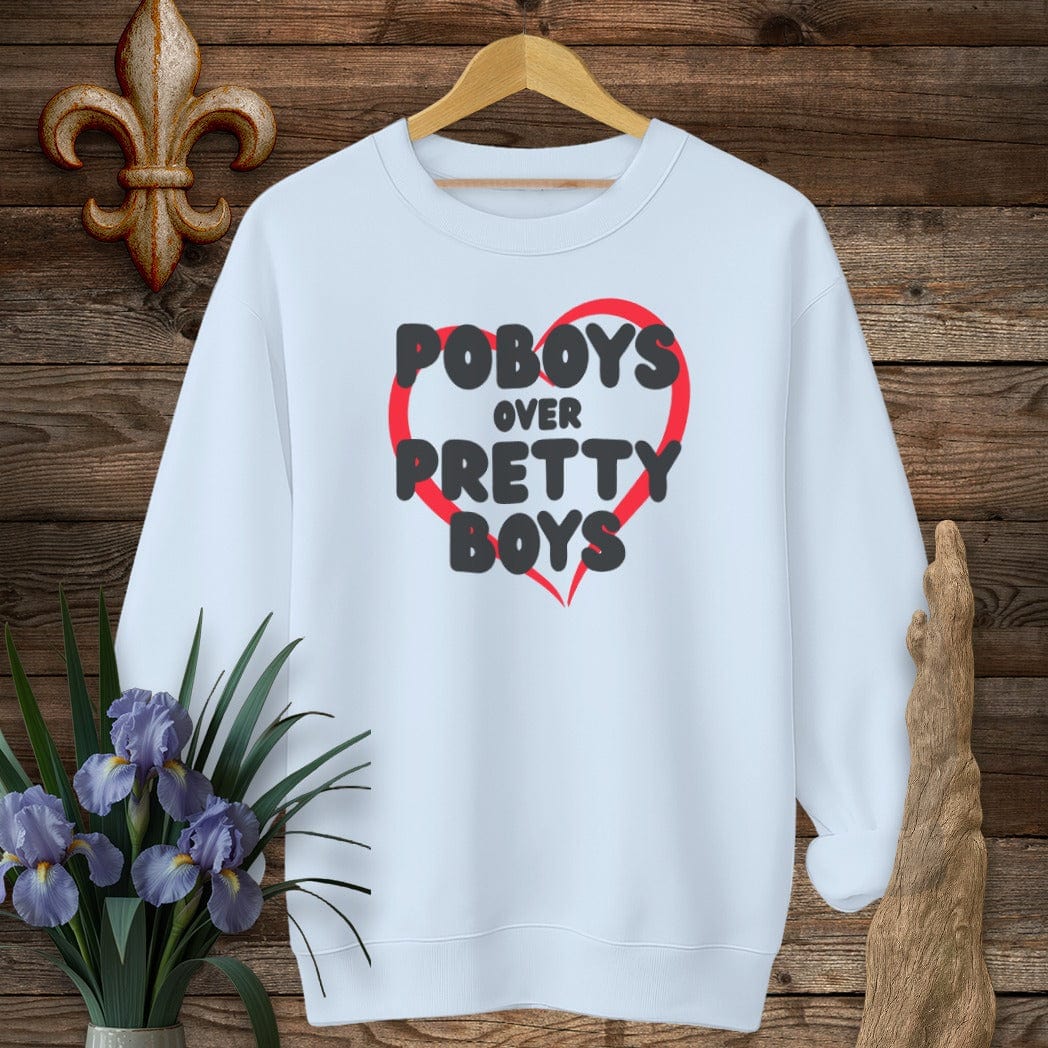 S / Light Blue Louisiana Poboys Over Pretty Boys Sweatshirt by Laissez Faire Wear