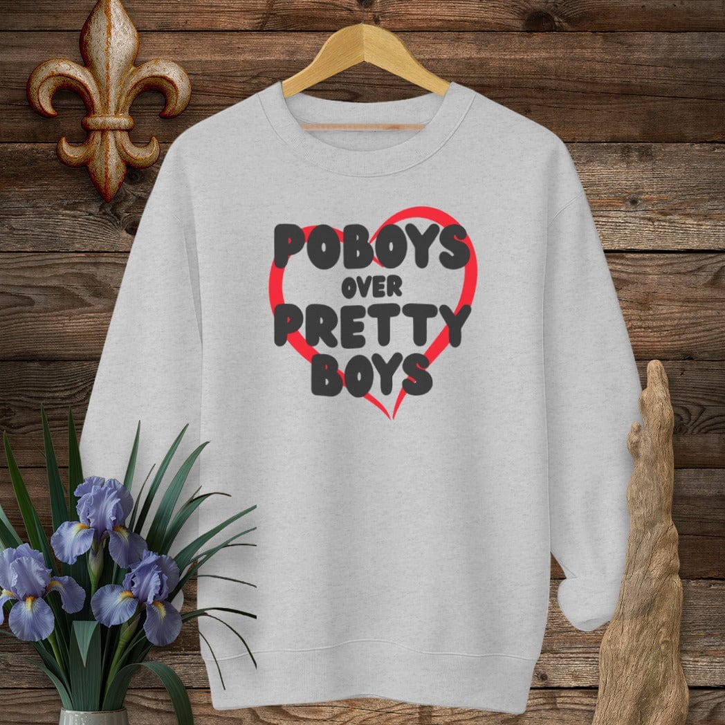 S / Sport Grey Louisiana Poboys Over Pretty Boys Sweatshirt by Laissez Faire Wear