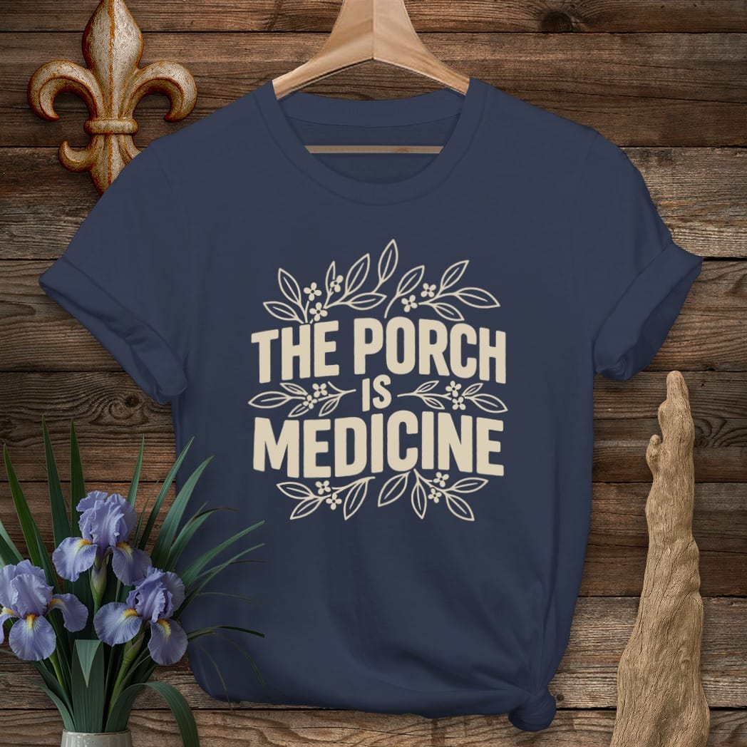 S / Navy Louisiana Porch Medicine T-Shirt by Laissez Faire Wear