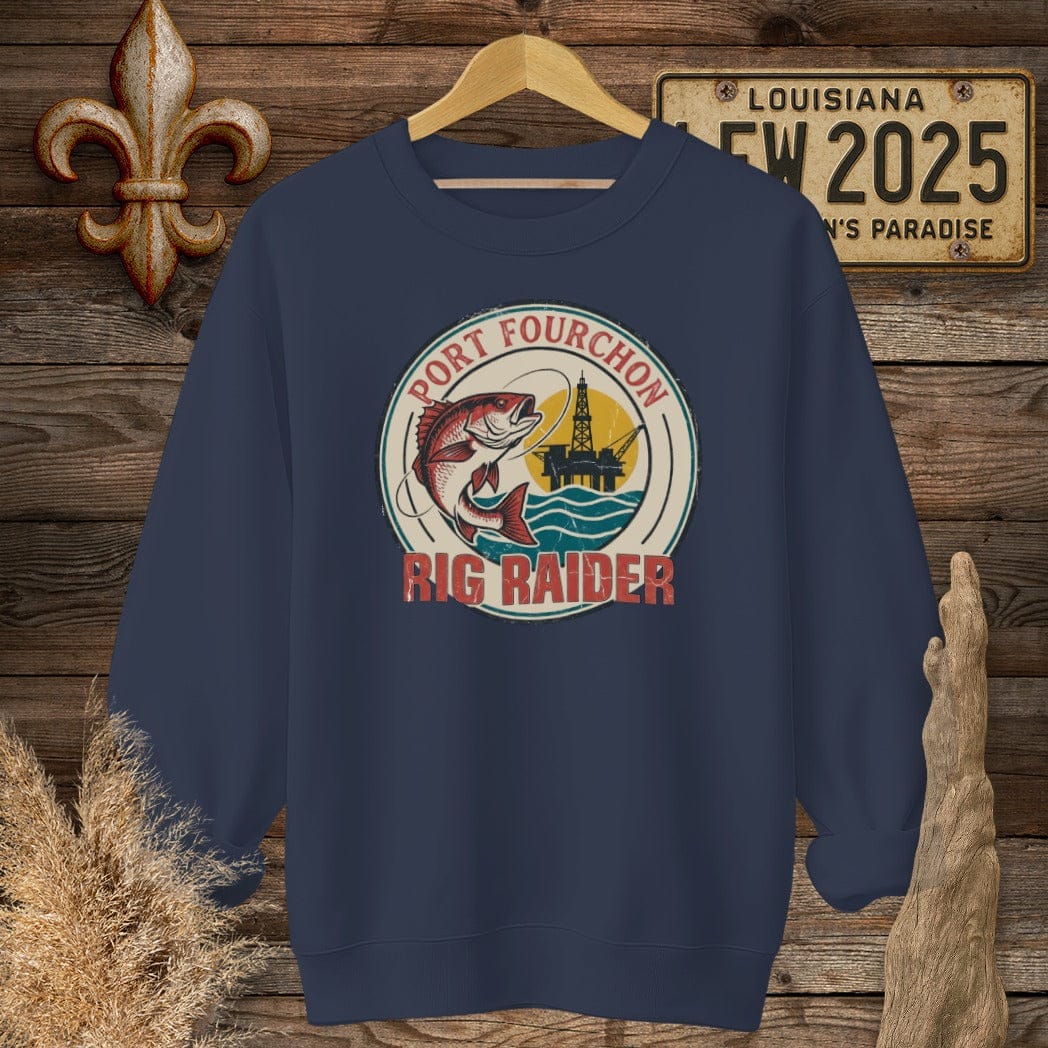 S / Navy Louisiana Port Fourchon Sweatshirt by Laissez Faire Wear