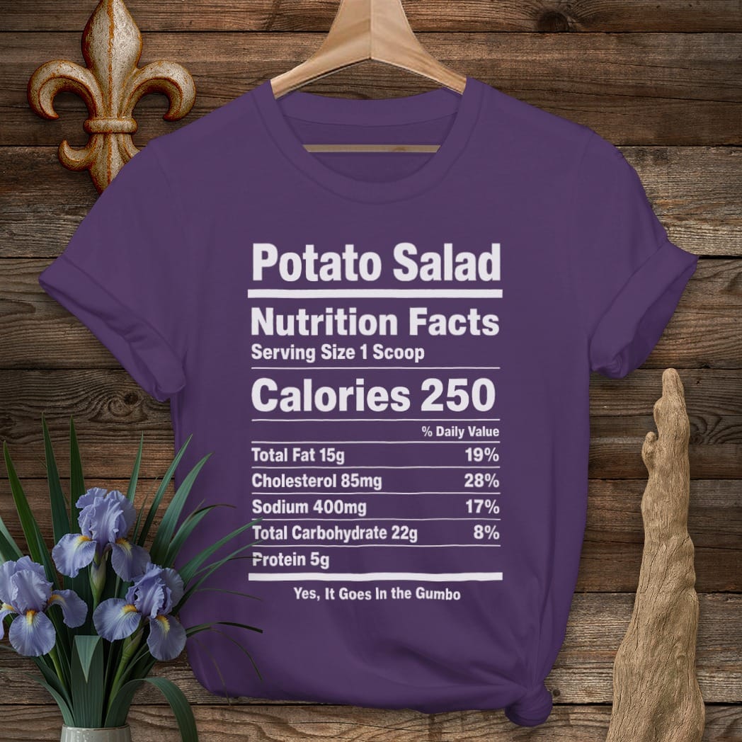 S / Purple Louisiana Potato Salad Nutrition T-Shirt by Laissez Faire Wear