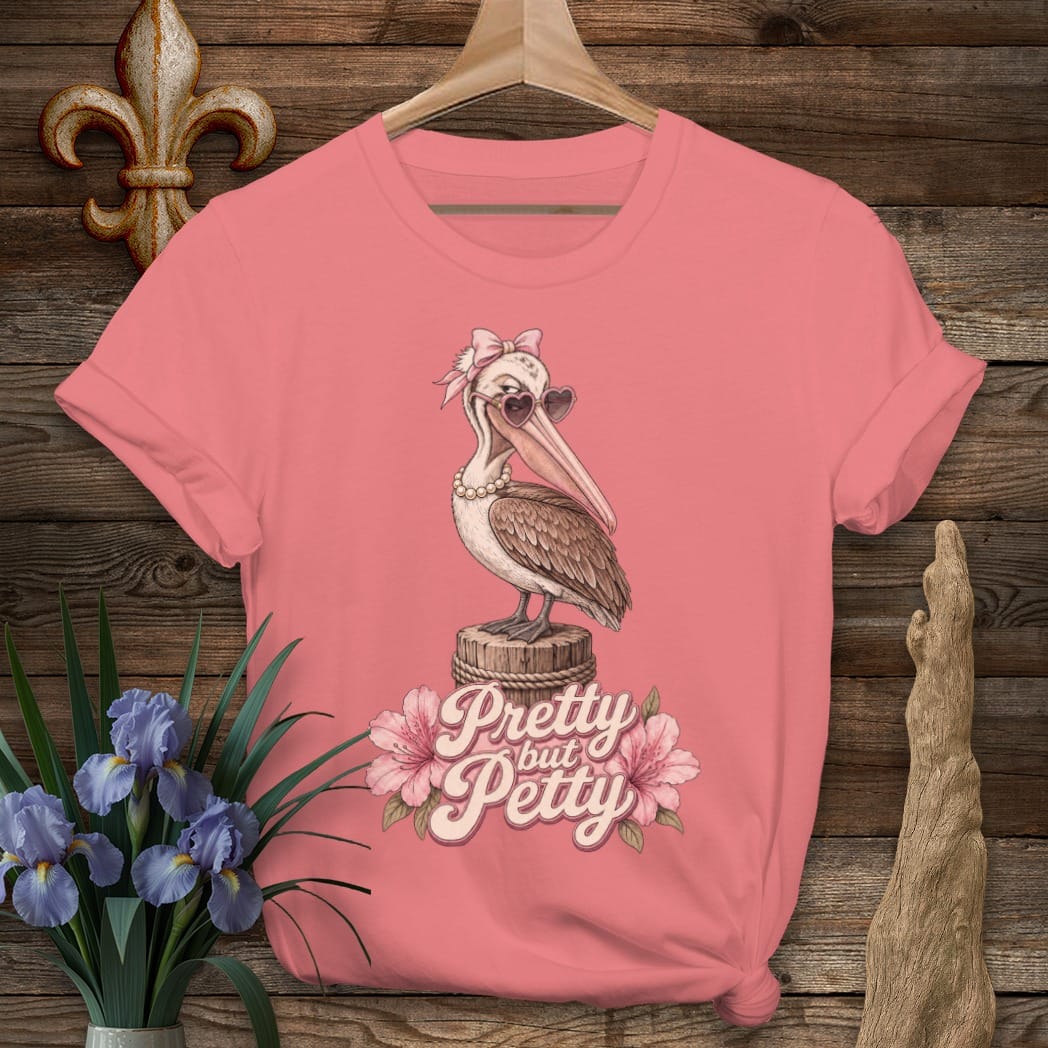 S / Coral Silk Louisiana Pretty But Petty T-Shirt by Laissez Faire Wear